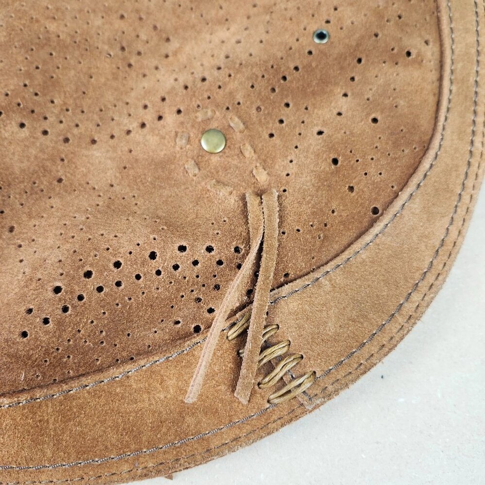 Lucky Brand Suede Hobo w/Fringe Brass Hardware Boho 13x16 Large - Picture 7 of 16